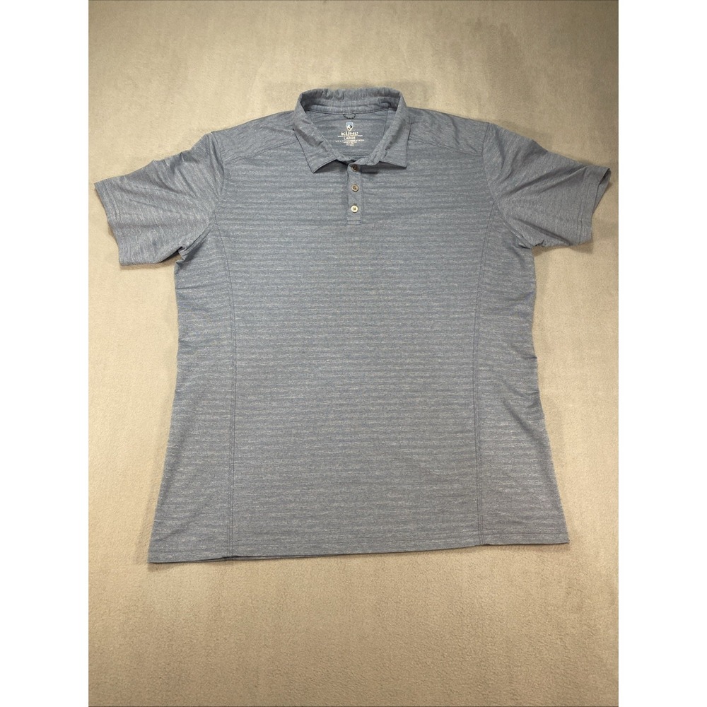 Kuhl AirKuhl Mens Polo Large Short Sleeve Blue Golf Summer Outdoor Casual